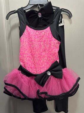 Curtain Call Pink/Black Dance Costume NWOT